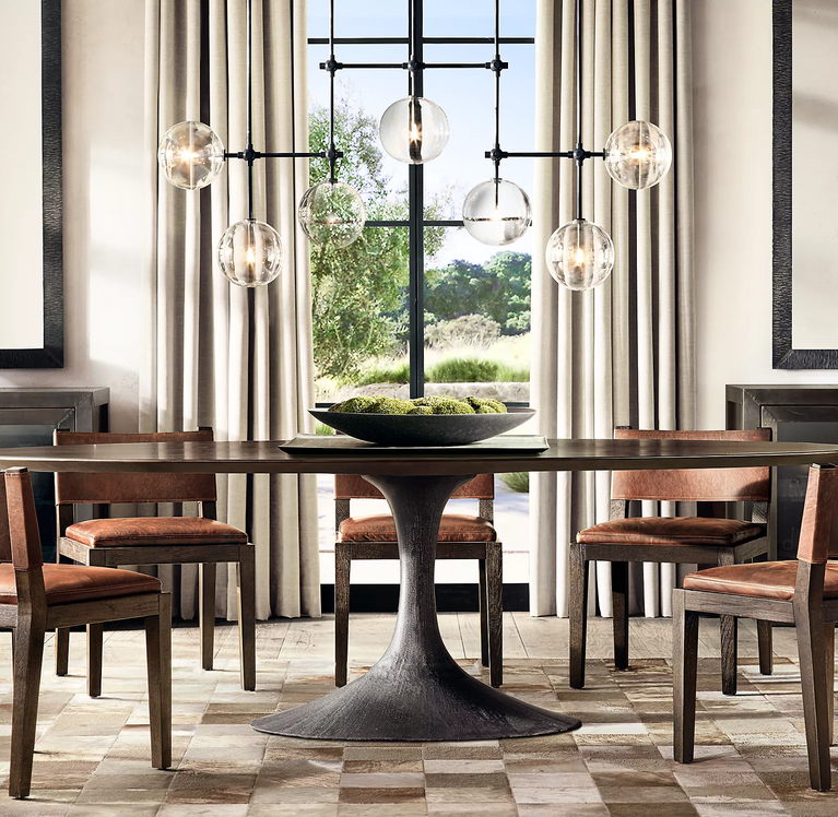 Fulcrum Glass Globe Mobile Linear Chandelier Light 60"