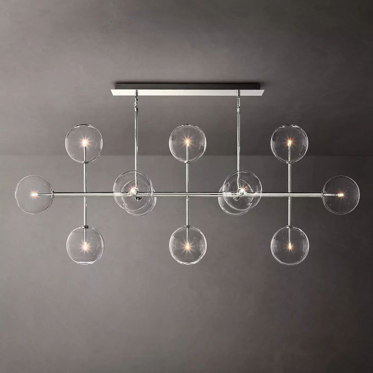 Sierra Glass Globe Modern Linear Chandelier 72"W