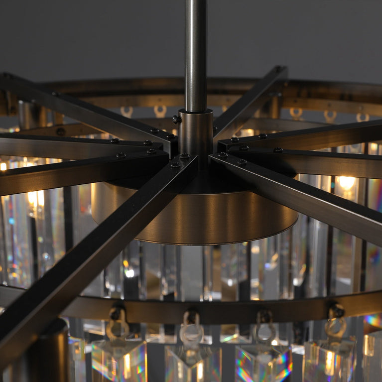 Clavel Crystal Round Chandelier Black 32"/43"