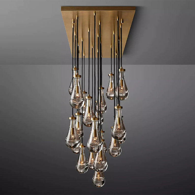 Raindrop Modern Rectangle Chandelier 72" Over Dining Table