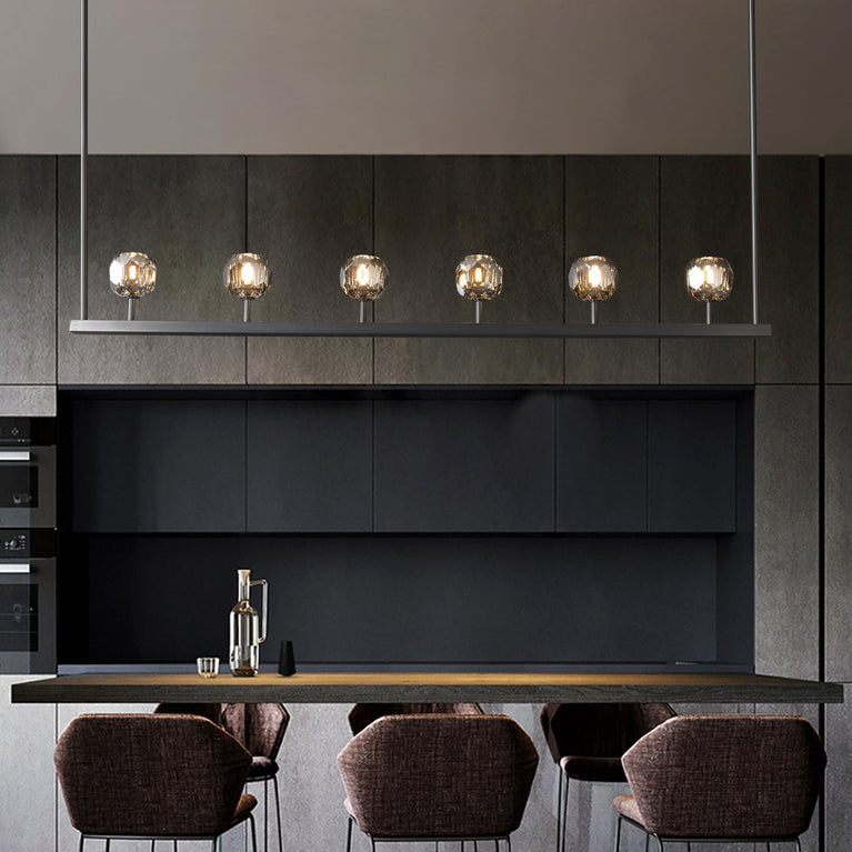 Boule De Cristal Smoke Glass Minimalist Linear Chandelier 60"