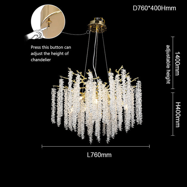 Neve Metal Lighting Living Room Branch Chandelier Glass Lamp