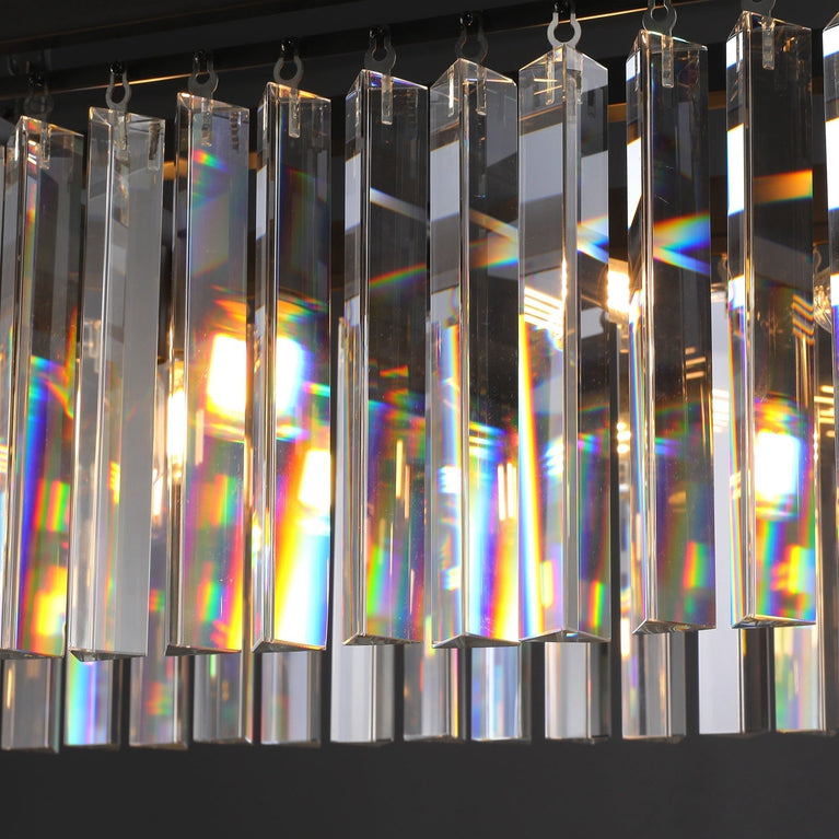 Clavel Crystal Island Linear Chandelier Black 49"/59"