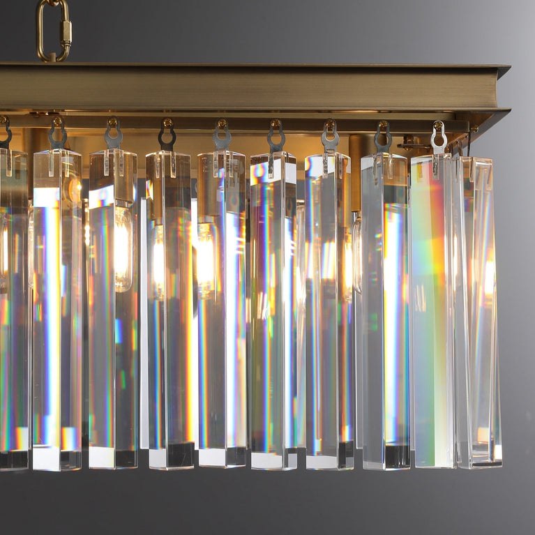 Clavel Crystal Island Linear Chandelier Brass 49"/59"