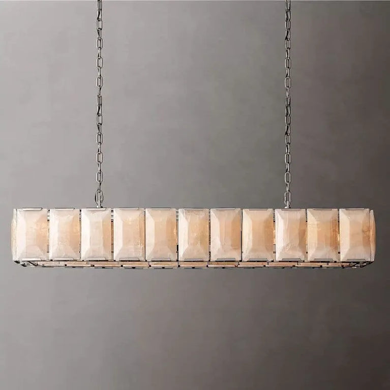 Harlowe Calcite Rectangular Chandelier 74" for Living room