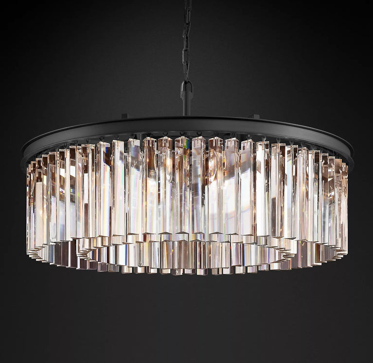 Clavel Crystal Round Chandelier Black 32"/43"