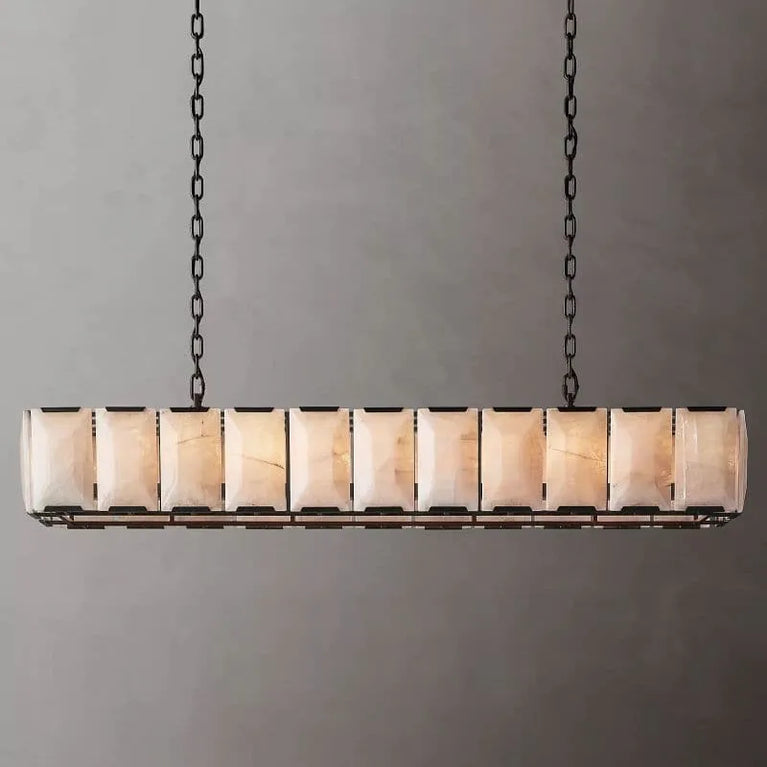 Harlowe Calcite Rectangular Chandelier 74" for Living room