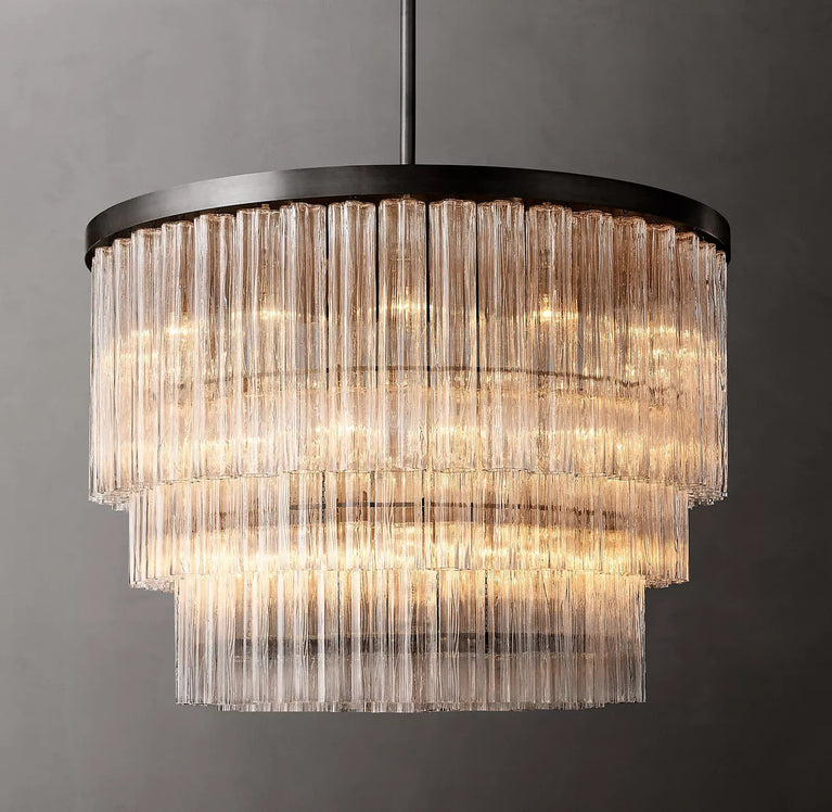 Caesar Glass Tube 3-Tier Round Chandelier 36"