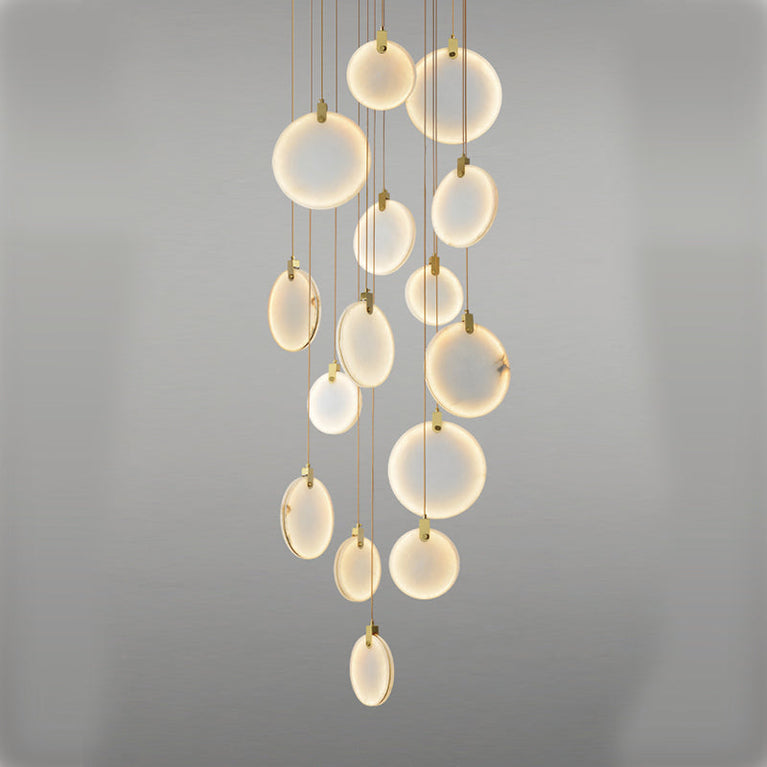 Queenie Marble Disc Round Chandelier For Loft