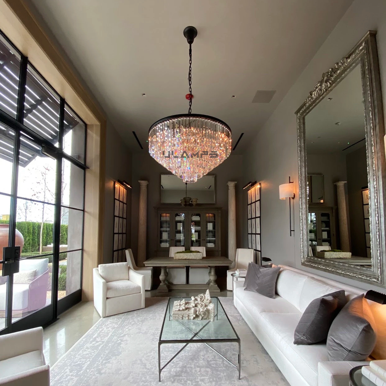 Clavel Crystal Round Chandelier for Living Room, Interior lighting