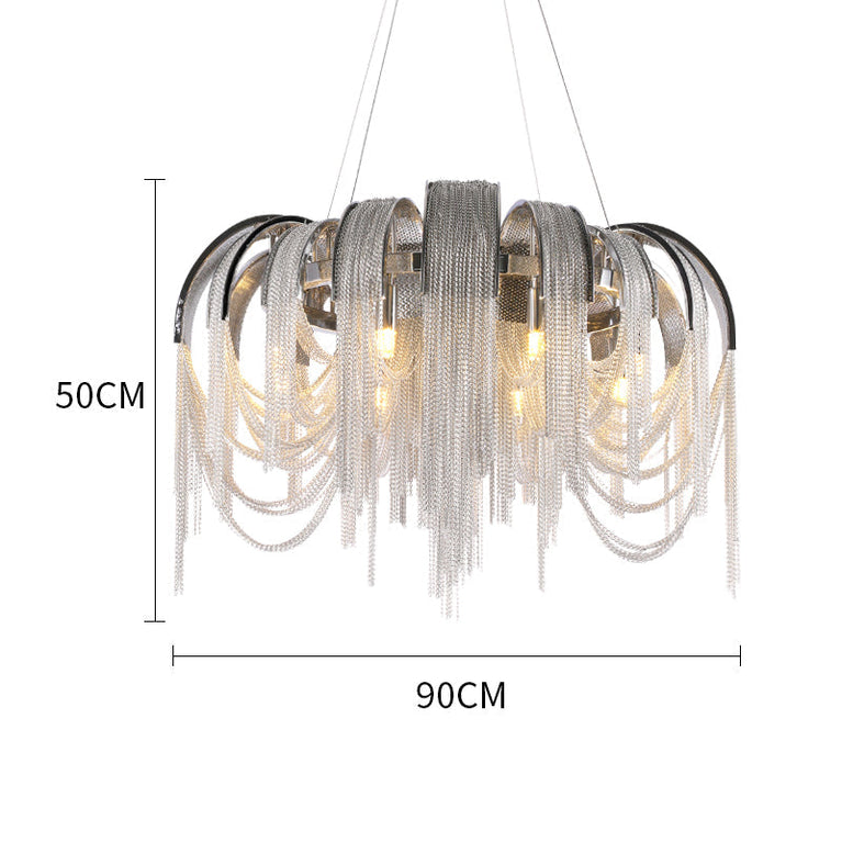 Sophian Aluminum Chain Tassel Round Chandelier