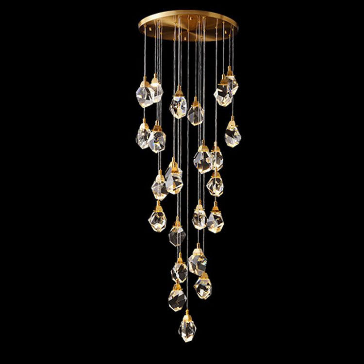 Masonry Faceted Crystal Prisms Chandeliers for Staircase Loft