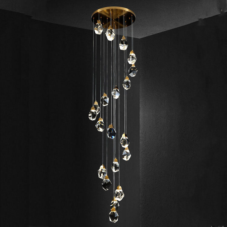 Masonry Faceted Crystal Prisms Chandeliers for Staircase Loft