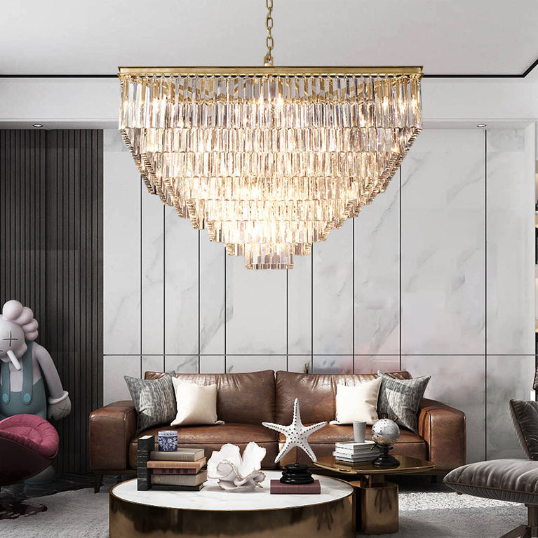 Clavel Multi-Tier Crystal Square 47" chandelier lights for home