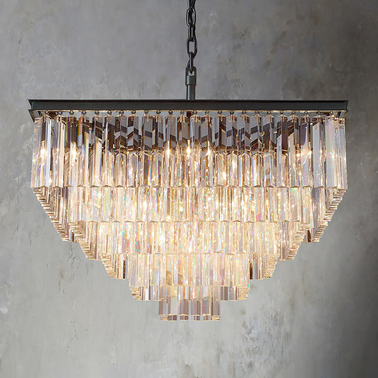 Clavel Multi-Tier Crystal Square chandelier 34", Indoor Decoration Light