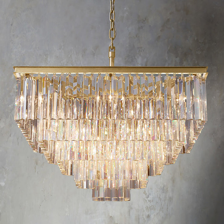 Clavel Multi-Tier Crystal Square chandelier 34", Indoor Decoration Light