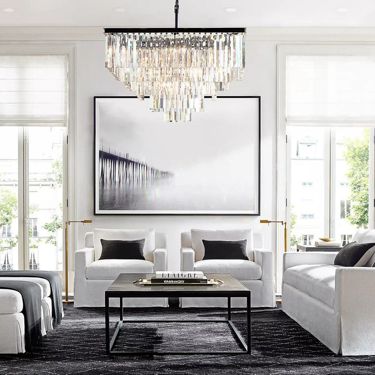 Clavel Crystal Square Chandelier Light Fixtures for Dinning Table