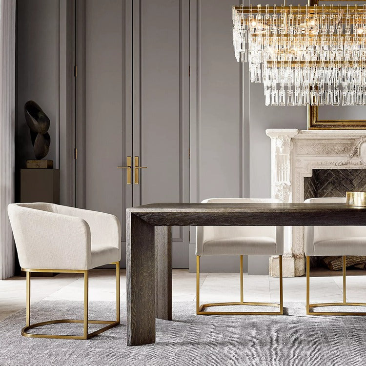 Fabricia Tiered Rectangle Glass Chandelier, Luxury Modern Indoor Lamps