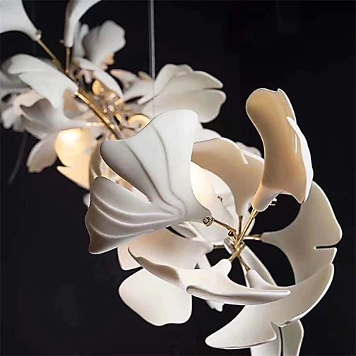Ceramic Ginkgo Branch Porcelain Chandelier