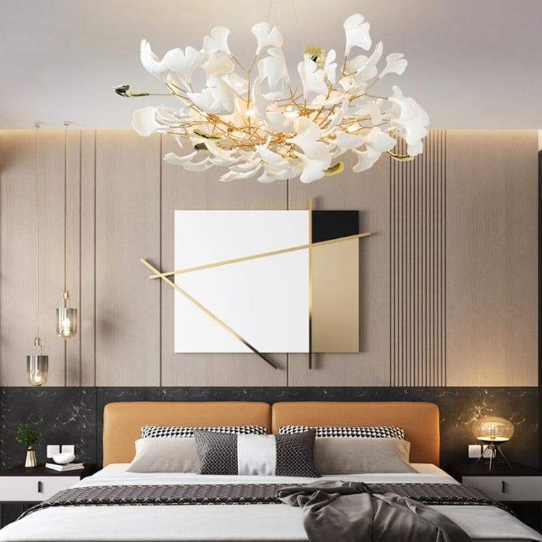 Ceramic Ginkgo Petal Chandelier chandeliers for dining room,chandeliers for stairways,chandeliers for foyer,chandeliers for bedrooms,chandeliers for kitchen,chandeliers for living room Rbrights