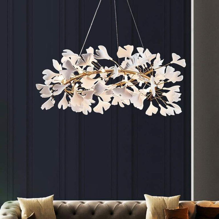 Ceramic Ginkgo Round Chandelier chandeliers for dining room,chandeliers for stairways,chandeliers for foyer,chandeliers for bedrooms,chandeliers for kitchen,chandeliers for living room Rbrights 31"