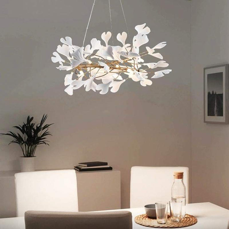 Ceramic Ginkgo Round Chandelier chandeliers for dining room,chandeliers for stairways,chandeliers for foyer,chandeliers for bedrooms,chandeliers for kitchen,chandeliers for living room Rbrights 24"