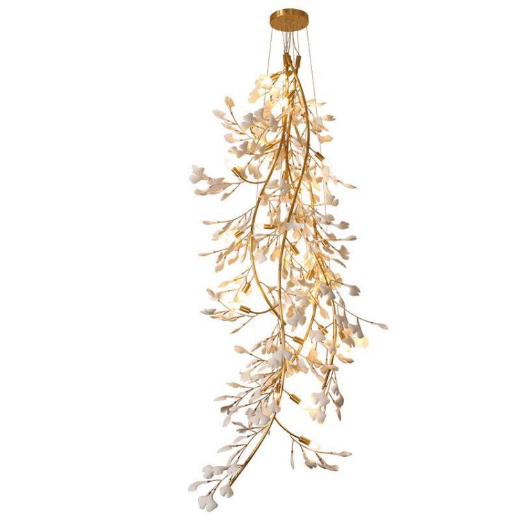 Ceramic Ginkgo Staircase Long Branch Chandelier chandeliers for dining room,chandeliers for stairways,chandeliers for foyer,chandeliers for bedrooms,chandeliers for kitchen,chandeliers for living room Rbrights
