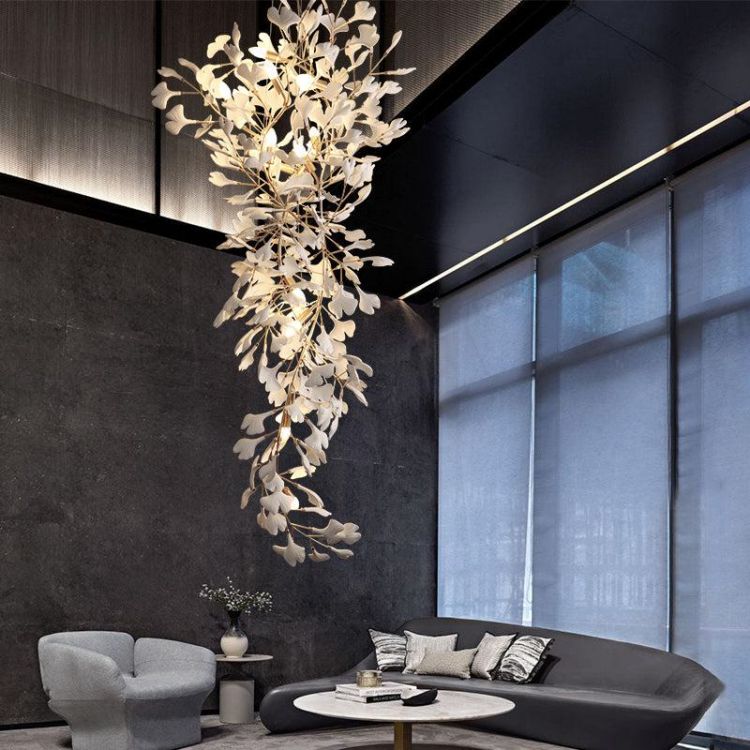 Ceramic Ginkgo Staircase Long Branch Chandelier chandeliers for dining room,chandeliers for stairways,chandeliers for foyer,chandeliers for bedrooms,chandeliers for kitchen,chandeliers for living room Rbrights 31.5" D