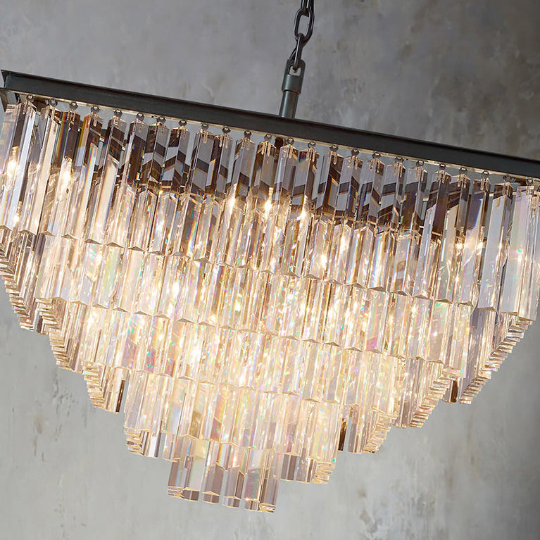 Clavel Multi-Tier Crystal Square chandelier 34", Indoor Decoration Light