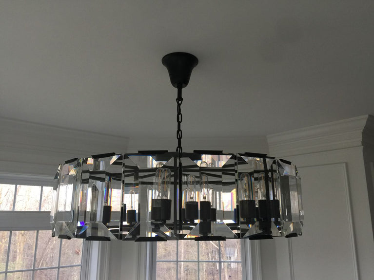 Harlowe Crystal Round Chandelier Light 19" Living Room Lighting