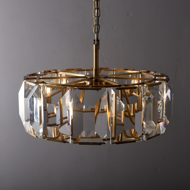 Harlowe Crystal Round Chandelier Light 31" Living Room Lighting