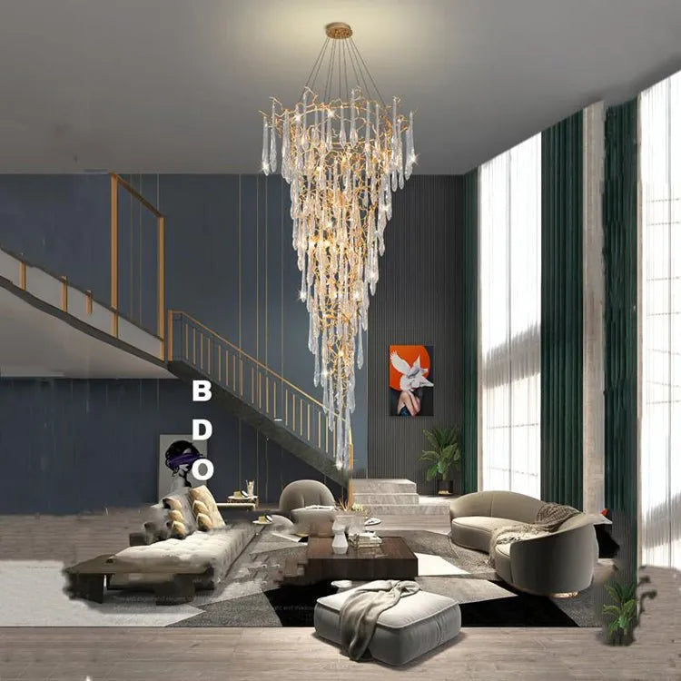 Lake Modern Crystal Round Branch Chandelier Light