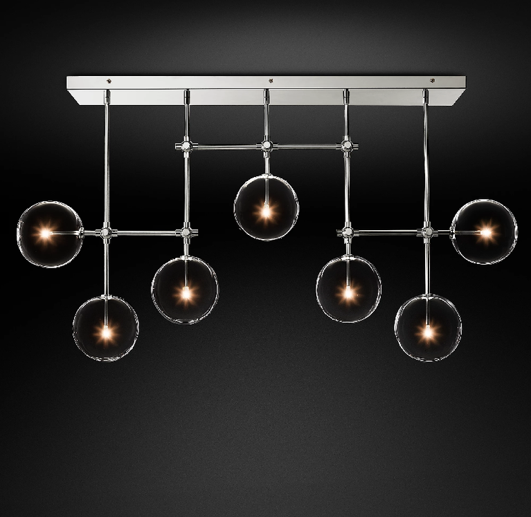 Fulcrum Glass Globe Mobile Linear Chandelier Light 60"