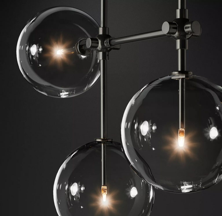 Fulcrum Glass Globe Mobile Linear Chandelier Light 60"