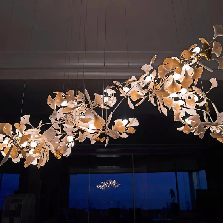 Raven Porcelain Linear Chandelier Gold