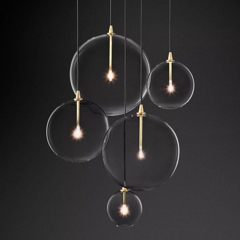 Fulcrum Glass Globe Cluster Chandelier 28"