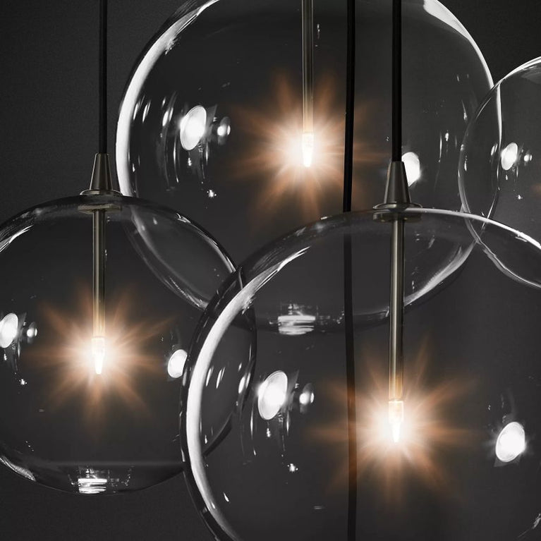 Fulcrum Glass Globe Cluster Chandelier 28"