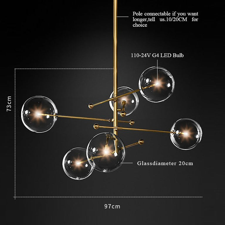 GLASS GLOBE MOBILE CHANDELIER