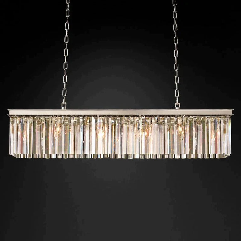 Clavel Crystal Island Linear Chandelier Polished Nickel 49"/59"