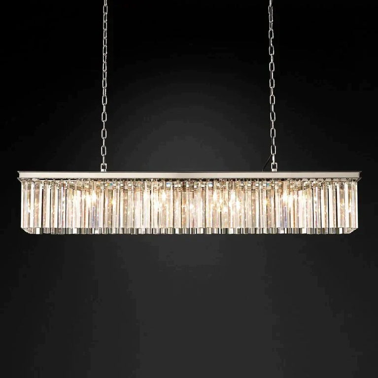 Clavel Crystal Island Linear Chandelier Polished Nickel 49"/59"