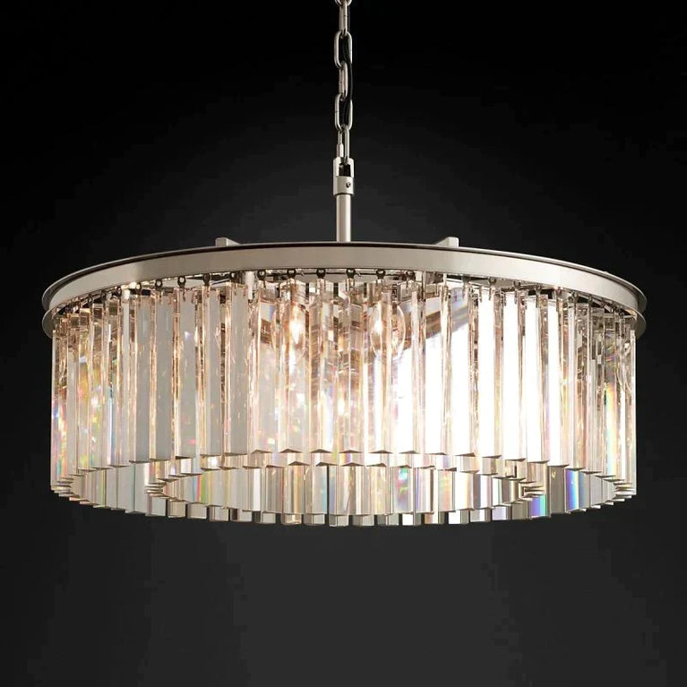 Clavel Crystal Round Chandelier Polished Nickel 32"/43"