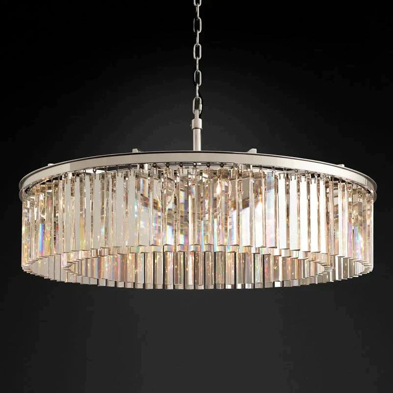 Clavel Crystal Round Chandelier Polished Nickel 32"/43"