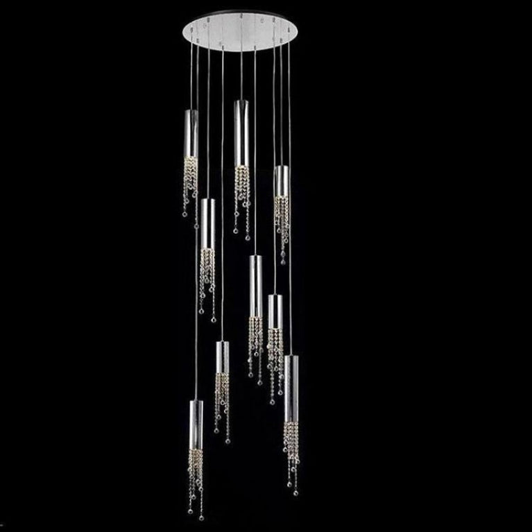 Kaler Cylinder Modern Crystal Pendant, Contemporary Pendant Light chandeliers for dining room,chandeliers for stairways,chandeliers for foyer,chandeliers for bedrooms,chandeliers for kitchen,chandeliers for living room Rbrights Round 9 Lights