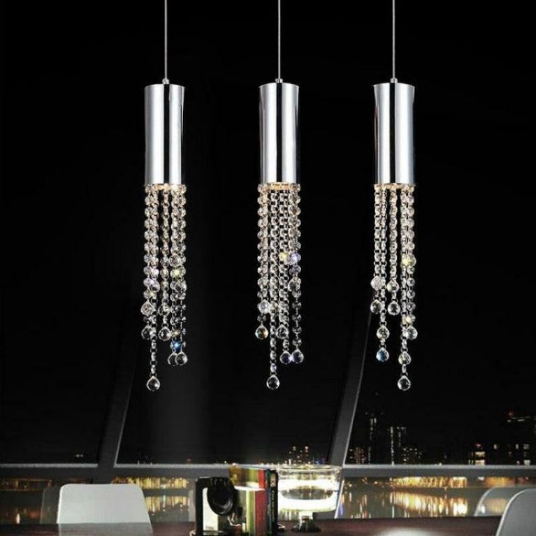 Kaler Cylinder Modern Crystal Pendant, Contemporary Pendant Light chandeliers for dining room,chandeliers for stairways,chandeliers for foyer,chandeliers for bedrooms,chandeliers for kitchen,chandeliers for living room Rbrights Linear 3 Lights