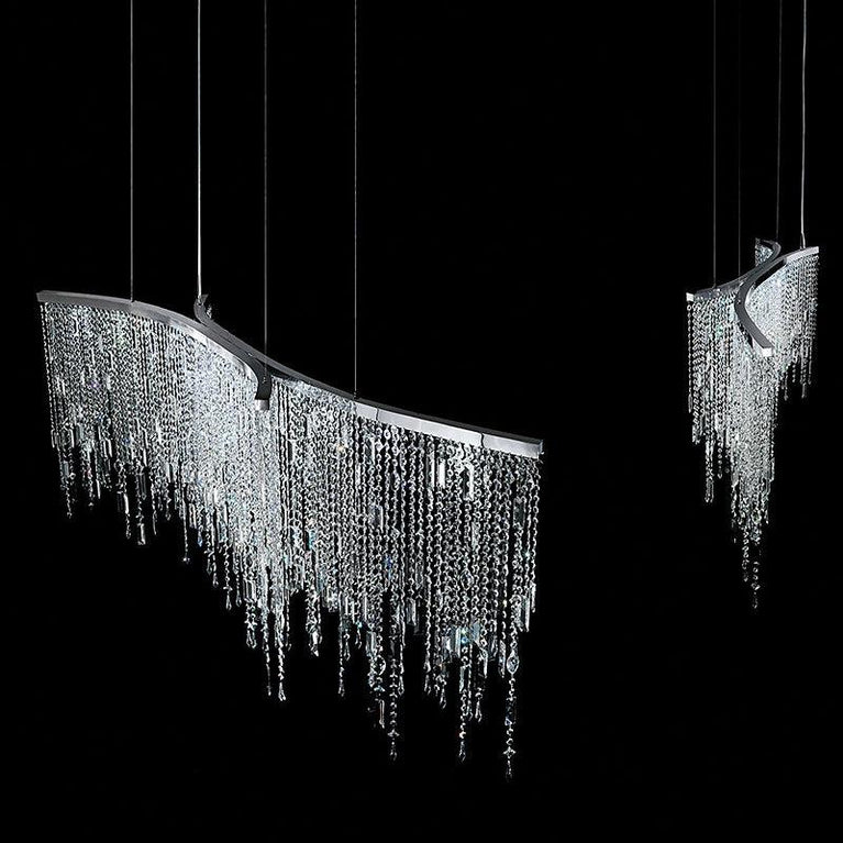 Kaler Elegant Arc-Shaped Crystal Curtain Modern Chandelier, Modern Chandelier Light chandeliers for dining room,chandeliers for stairways,chandeliers for foyer,chandeliers for bedrooms,chandeliers for kitchen,chandeliers for living room Rbrights