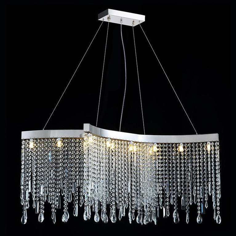 Kaler Elegant Arc-Shaped Crystal Curtain Modern Chandelier, Modern Chandelier Light chandeliers for dining room,chandeliers for stairways,chandeliers for foyer,chandeliers for bedrooms,chandeliers for kitchen,chandeliers for living room Rbrights 23.6" D