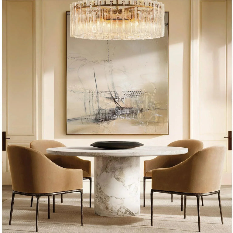Lattice Round Glass Chandelier 48", Living Room Hanging Chandelier Light