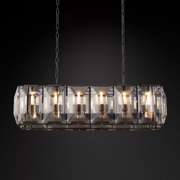 Harlowe Crystal Rectangular Chandelier Light 42"