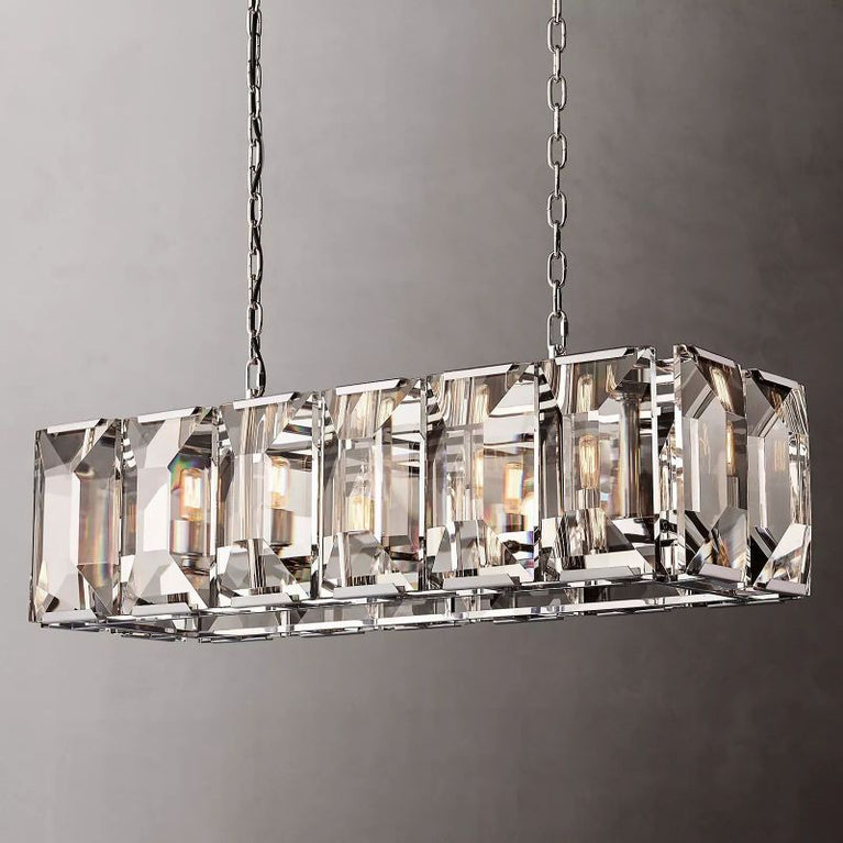 Harlowe Crystal Rectangular Chandelier Light 42"