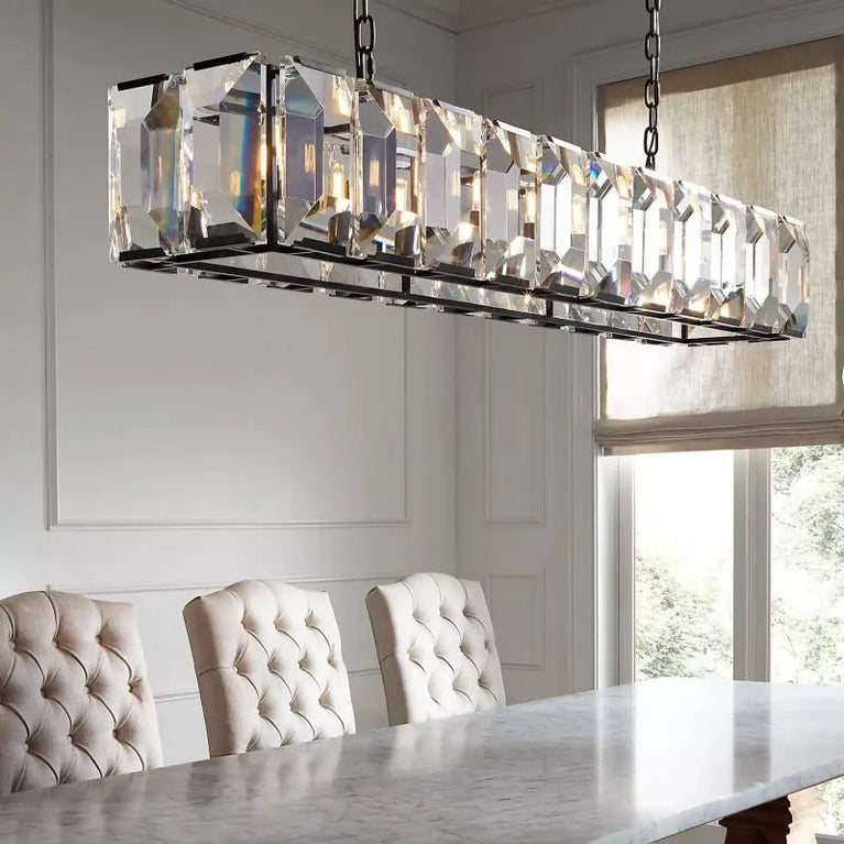 Harlowe Crystal Rectangular Chandelier Light 74"